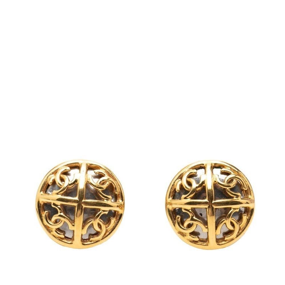 Chanel CC Logo 93P Gold Plated Clip-On Earrings